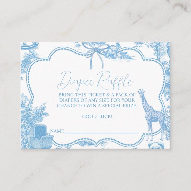 Carte D'accompagnement Bleu Blanc Toile de Jouy Bear Baby shower Boulangè (Devant)