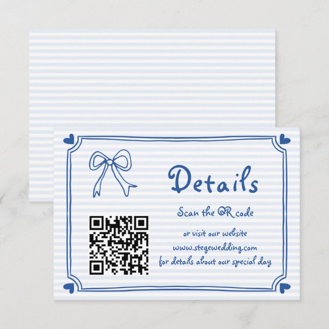 Carte D'accompagnement Bleu Bleu Bande griffée mariage Boîtier (Devant / Derrière)
