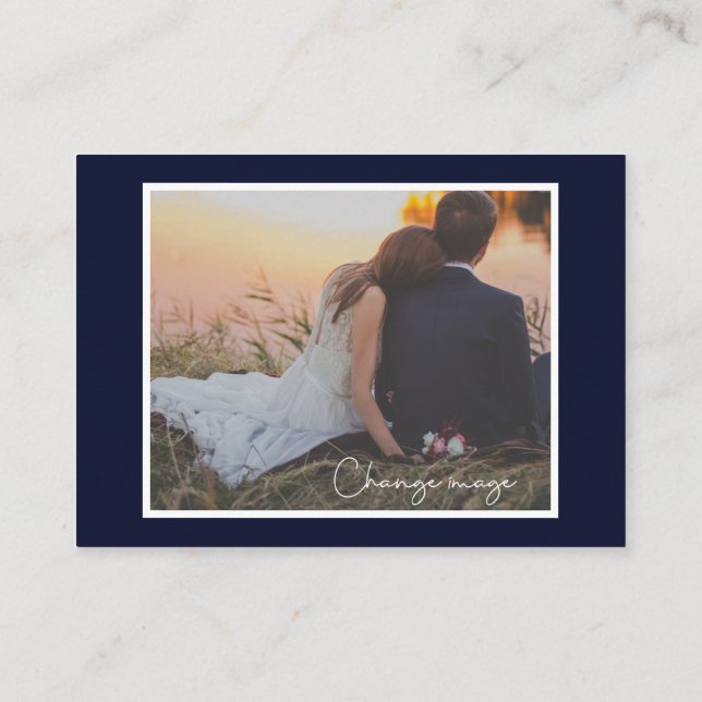 Carte D'accompagnement Bleu bleu marine Ancre Mariage photo RSVP (Dos)