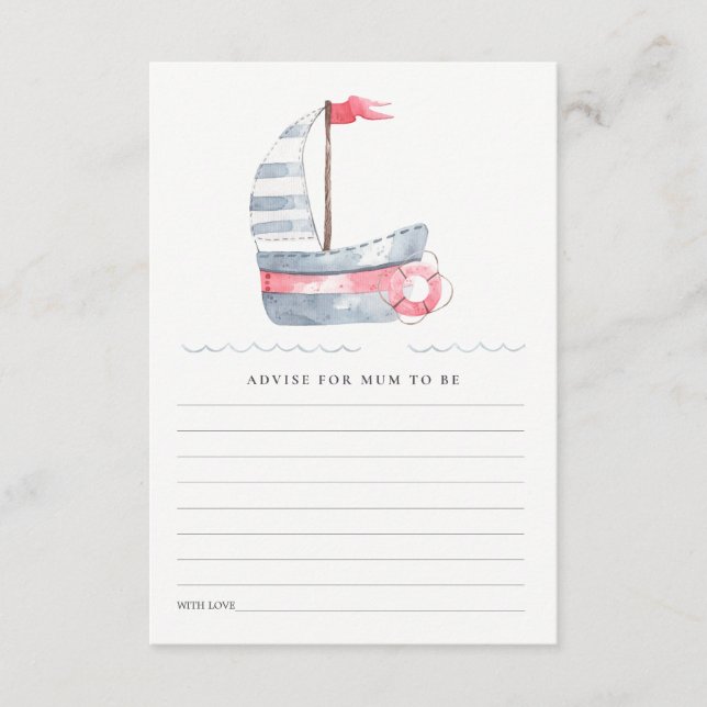 Carte D'accompagnement Bleu Bleu Rouge Cute Conseils Pour Mum Baby shower (Devant)
