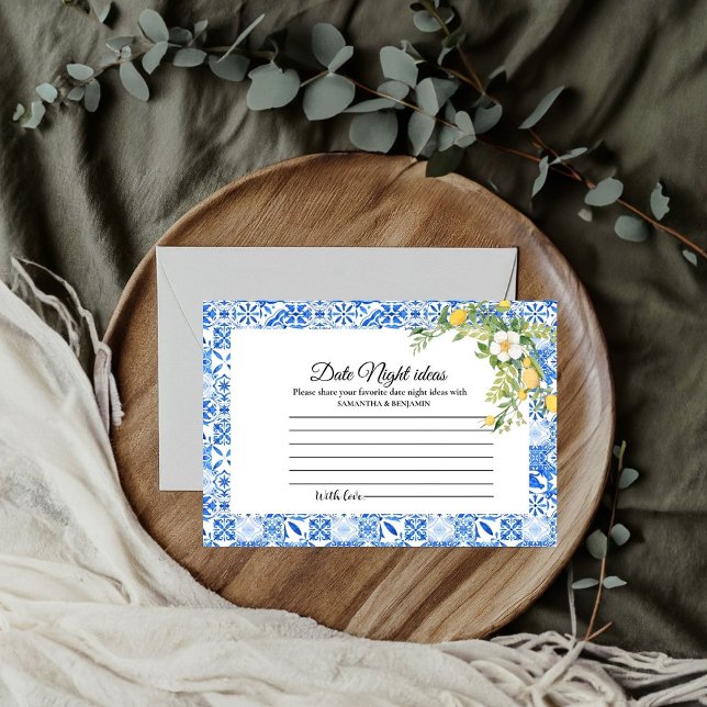 Carte D'accompagnement Bleu carreau citron nuptiale douche date (Créateur téléchargé)