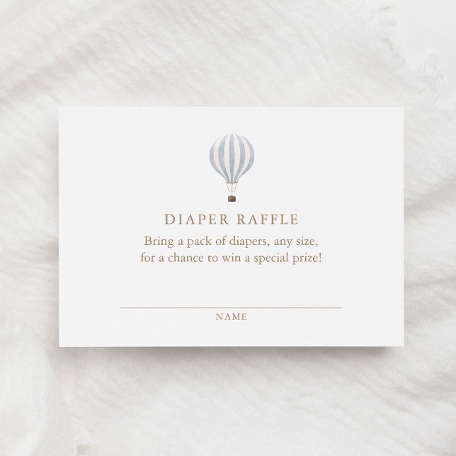 Carte D'accompagnement Bleu Chaud Air Balloon Baby shower Déchets Raffle (Créateur téléchargé)