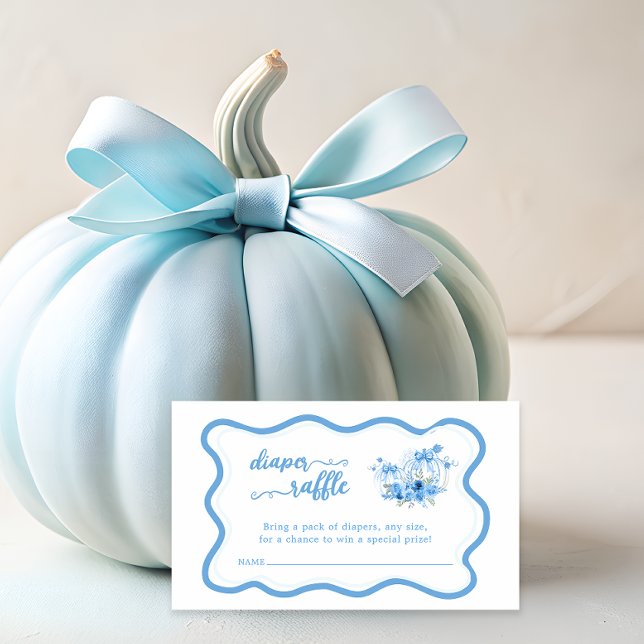 Carte D'accompagnement Bleu Citrouille Bow Baby shower de garçon couche (Créateur téléchargé)