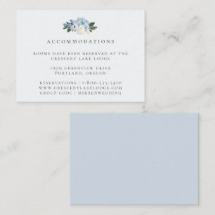 Carte D'accompagnement Bleu clair Mariage Botanique Hébergements