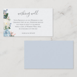 Carte D'accompagnement Bleu clair Mariage Botanique Wishing well
