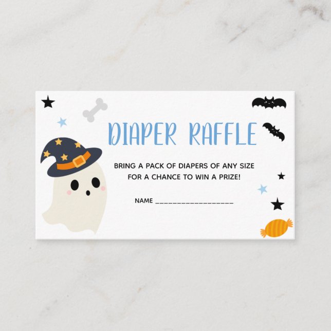 Carte D'accompagnement Bleu Cute Un Petit Baby shower Boo Déchets Raffle (Devant)