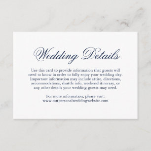 Carte D'accompagnement Bleu de la marine traditionnelle Mariage élégant