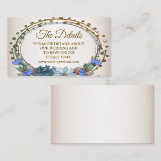 Carte D'accompagnement Bleu de mariage floral détail géométrique doré