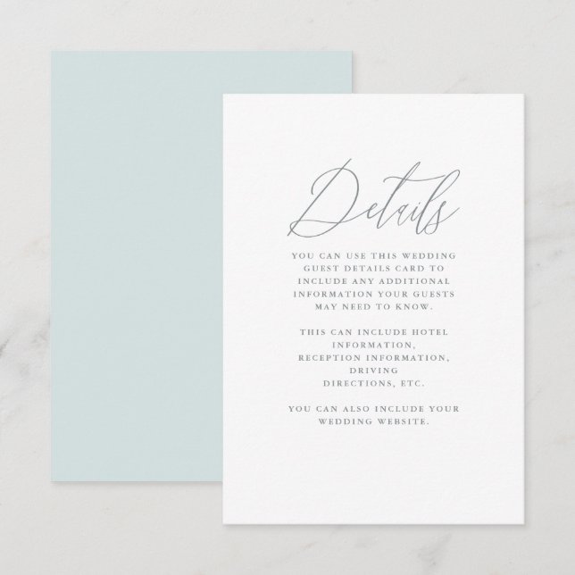 Carte D'accompagnement Bleu doux avec Mariage de calligraphie (Devant / Derrière)