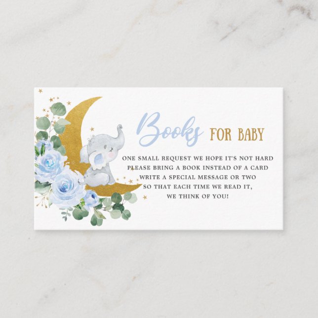Carte D'accompagnement Bleu doux Flore verdure Elephant Livres pour bébé (Devant)