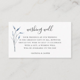Carte D'accompagnement Bleu Dusty Foliing Mariage Wishing well