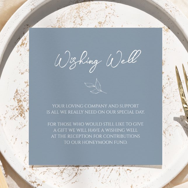Carte D'accompagnement Bleu Dusty Minimal Mariage de la feuille bien dési (Créateur téléchargé)
