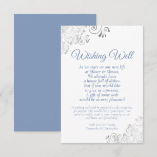 Carte D'accompagnement Bleu Dusty Silver Mariage blanc en attente bien po