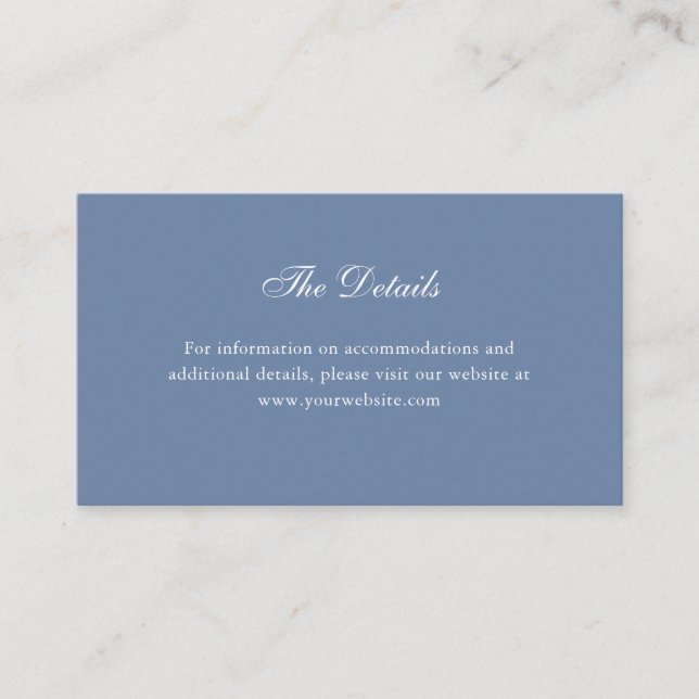 Carte D'accompagnement Bleu Dusty Simple Et Élégant | Détails du mariage (Devant)