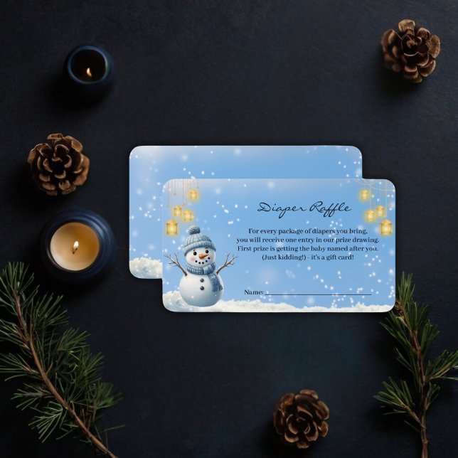 Carte D'accompagnement Bleu Elegant Whimsical Winter Snowman Baby shower (Créateur téléchargé)
