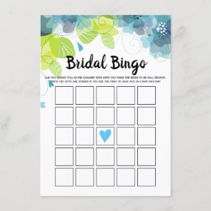 Carte D'accompagnement Bleu fleurs fleurie nuptiale douche bingo jeu cart