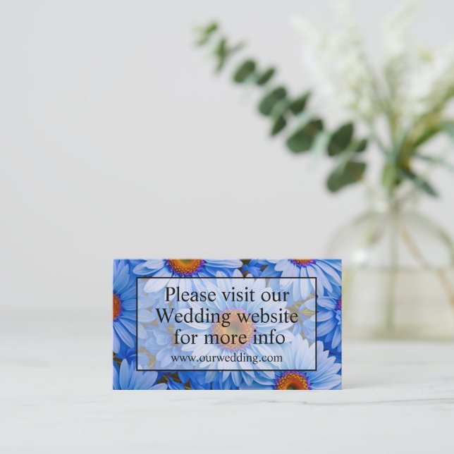 Carte D'accompagnement Bleu floral bleu tournesol bleu marguerites motif (Debout devant)