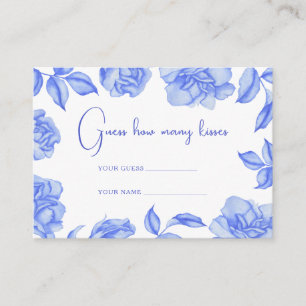 Carte D'accompagnement Bleu floral - Combien de baisers jeu de mariage
