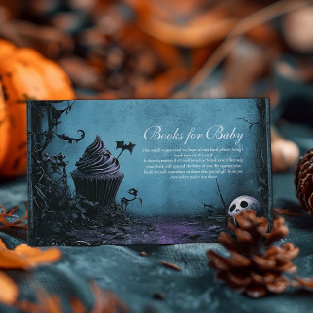 Carte D'accompagnement Bleu gothique Livres d'Halloween pour bébé (Créateur téléchargé)