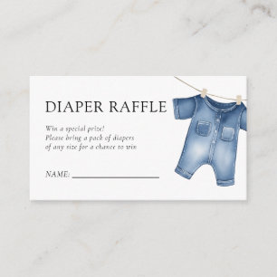Carte D'accompagnement Bleu Jean Denim Baby shower de couches Raffle