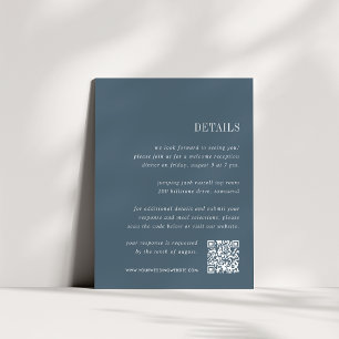 Carte D'accompagnement Bleu minéral Détails du Mariage tout-en-un