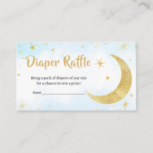 Carte D'accompagnement Bleu Or Sur La Lune Baby shower Déchets Raffle