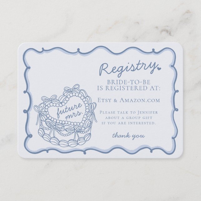 Carte D'accompagnement Bleu Retro Coquette Registre de gâteau Coquette Co (Devant)