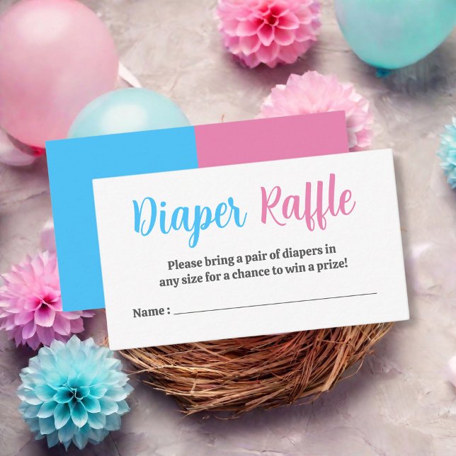 Carte D'accompagnement Bleu rose genre Reveval Party Déchets Raffle (Blue Pink Gender Reveal Party Diaper Raffle Enclosure Card
)