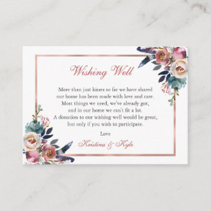 Carte D'accompagnement Bleu rose roux Mariage désirant bien
