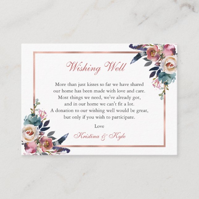 Carte D'accompagnement Bleu rose roux Mariage désirant bien (Devant)