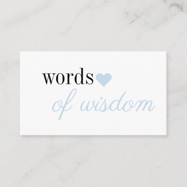Carte D'accompagnement Bleu Simple Garçon Mots Baby showers de sagesse (Devant)