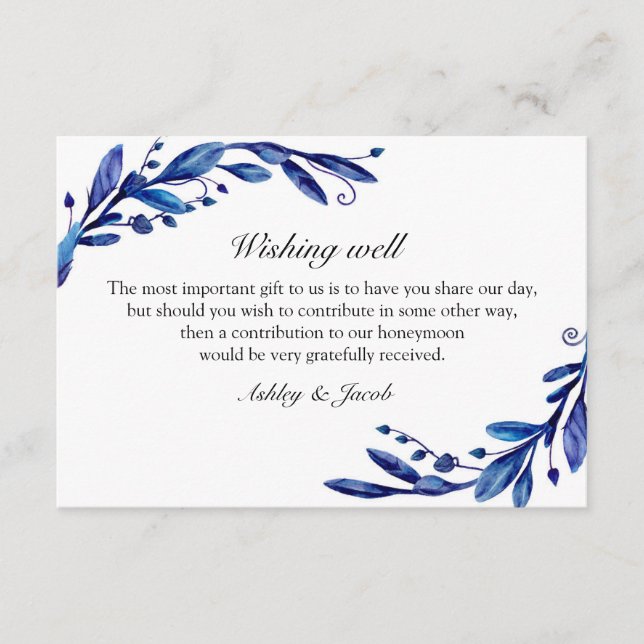 Carte D'accompagnement Bleu souhaitant bien. Mariage d'hiver. Insérez car (Devant)