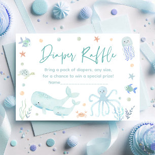 Carte D'accompagnement Bleu sous le Baby shower marin Déchets Raffle