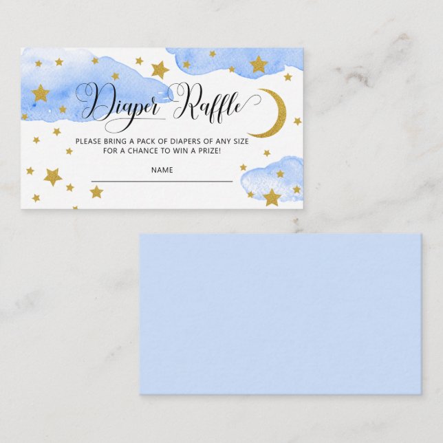 Carte D'accompagnement Bleu Sur La Lune Baby shower Déchets Raffle (Devant / Derrière)