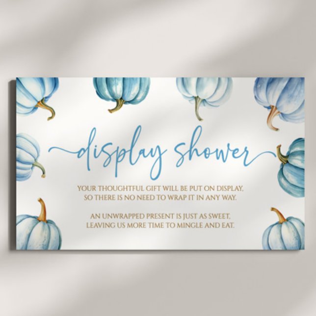 Carte D'accompagnement Bleu Un Petit Baby shower Citrouille Affichage Dou (Créateur téléchargé)
