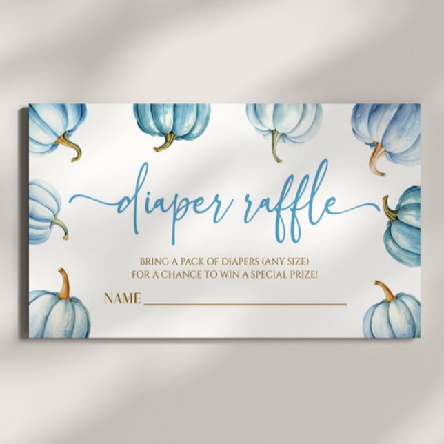 Carte D'accompagnement Bleu Un Petit Baby shower Citrouille Déchets Raffl (Créateur téléchargé)