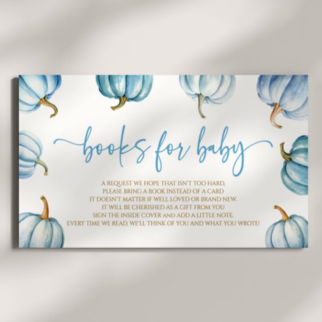 Carte D'accompagnement Bleu Un Petit Baby shower Citrouille Livres Pour B (Créateur téléchargé)