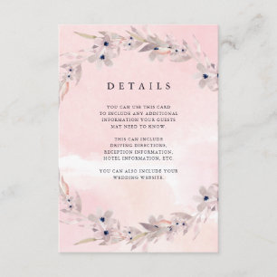 Carte D'accompagnement Bliss aquarelle   Blush Pink Floral Détails de l'i