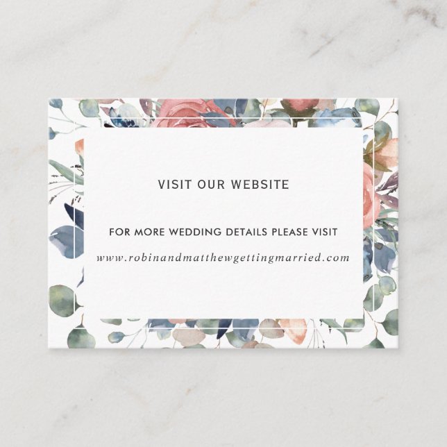 Carte D'accompagnement Blissful Floral Dusty Blue and Greenery Website (Devant)