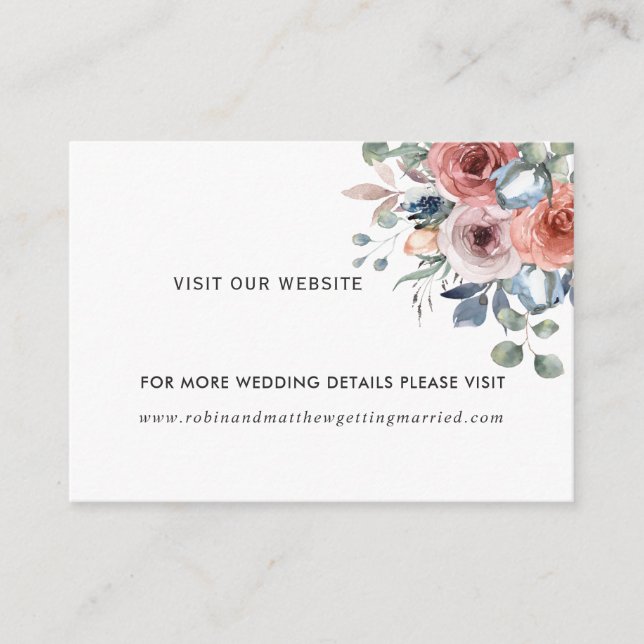 Carte D'accompagnement Blissful Floral Dusty Blue Website (ou autre) (Devant)