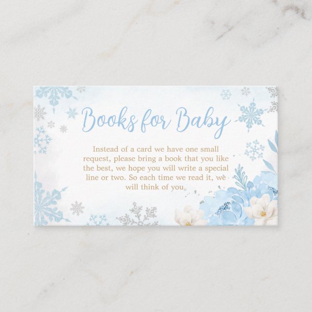 Carte D'accompagnement Blue A Little Snowflake Baby showers Livres pour b (Devant)
