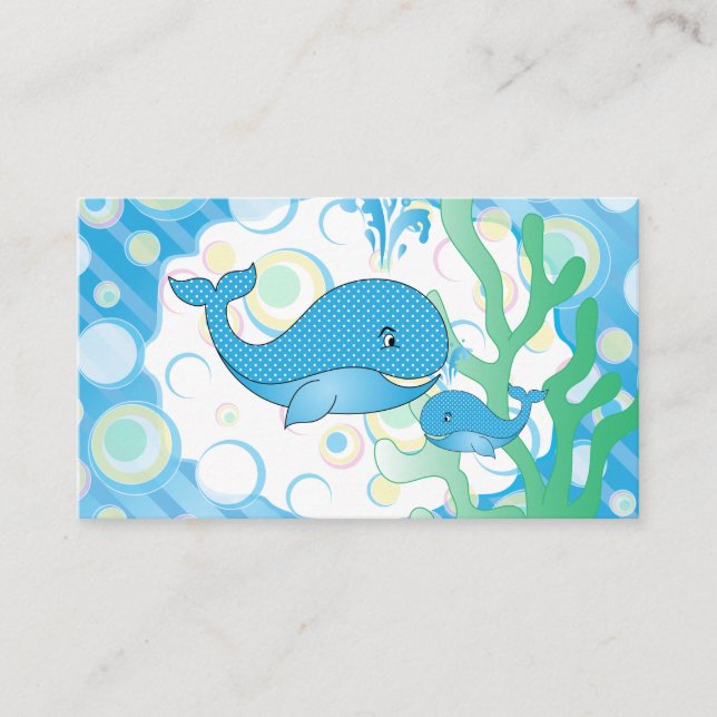 Carte D'accompagnement Blue Baby Boy Whale Baby shower Déchets Raffle (Devant)