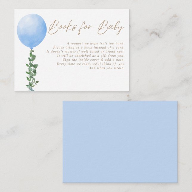 Carte D'accompagnement Blue Balloon Baby Boy Books for Baby (Devant / Derrière)