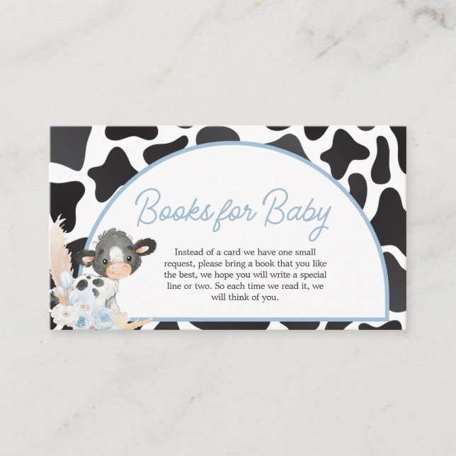 Carte D'accompagnement Blue Boho Highland Cow Baby shower Livres pour béb (Devant)