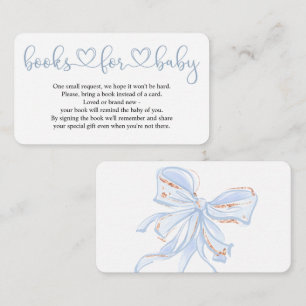 Carte D'accompagnement Blue Bow Chic Boy Baby shower Livres pour Baby Car