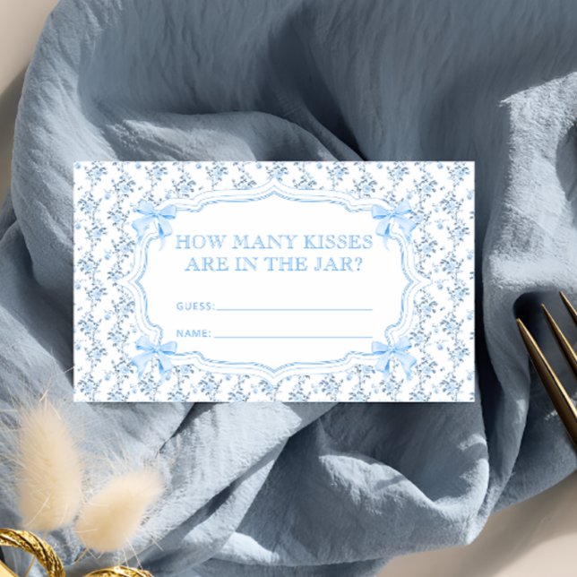 Carte D'accompagnement Blue Bow Combien de baisers jeu nuptiale (Créateur téléchargé)