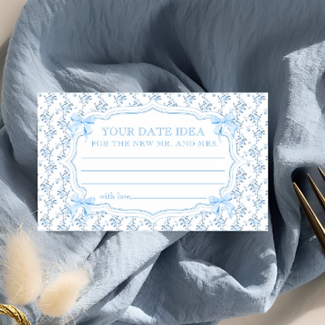 Carte D'accompagnement Blue Bow Fête des mariées Date Idées de nuit (Créateur téléchargé)