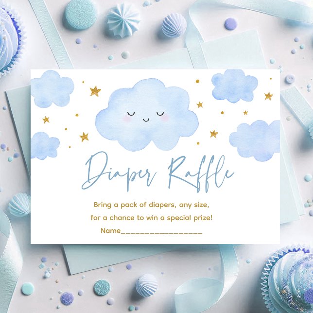 Carte D'accompagnement Blue Boy Cloud Stars Baby Sprinkle Diaper Raffle (Créateur téléchargé)