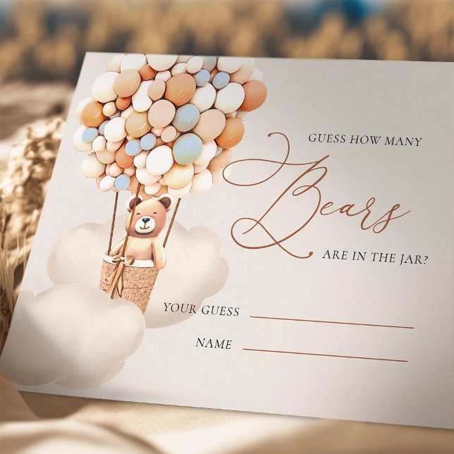 Carte D'accompagnement Blue Boys Devinez Combien D'Ours Ballons Billets (Créateur téléchargé)