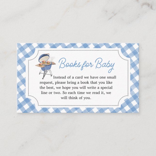 Carte D'accompagnement Blue Burger BBQ Baby showers Livres pour bébé (Devant)